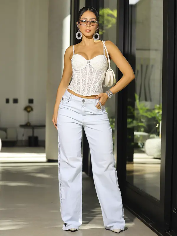 Corset Sofisticado e Elegante com Detalhes Brilhosos Pit Bull Jeans Luxo