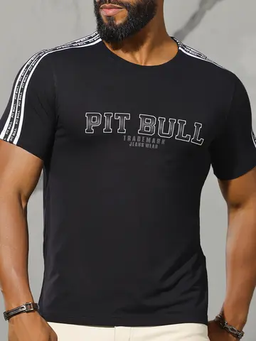 Camiseta Gola O Estilosa com Estampa Metalizada Pit Bull Jeans Luxo