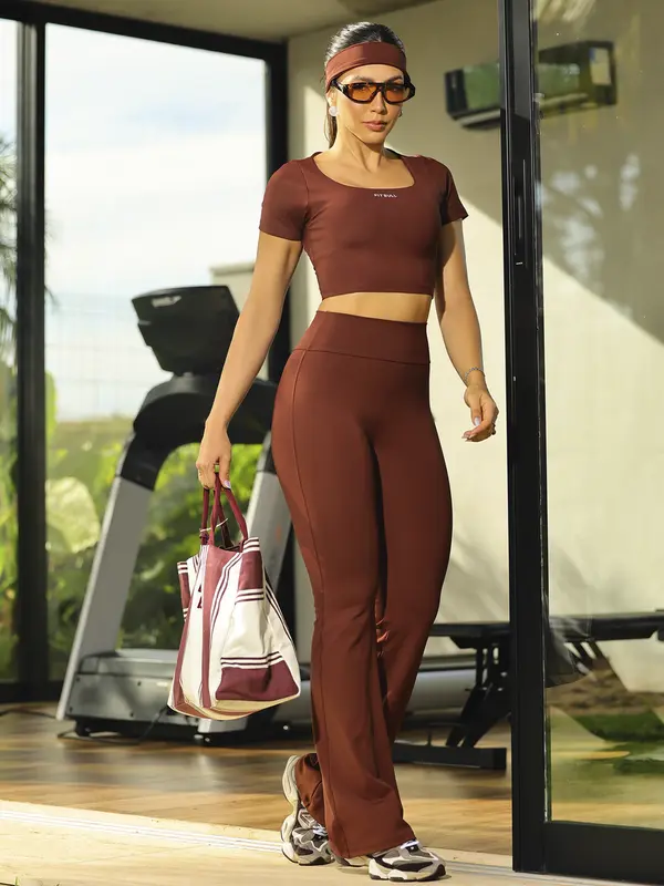 Conjunto Legging e Cropped Estiloso e Sofisticado Pit Bull Jeans Fitness