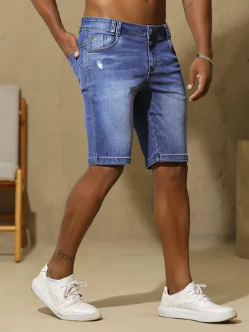 Bermuda Masculina Versátil e Casual com Lavado Médio Pit Bull Jeans Luxo