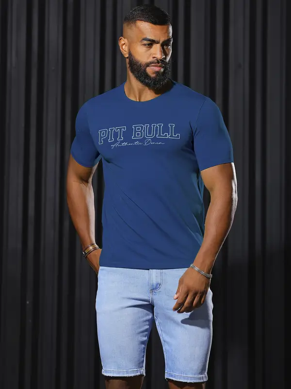 Camiseta Gola O Autêntica e Casual com Estampa em Relevo Pit Bull Jeans Luxo