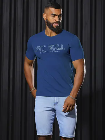 Camiseta Gola O Autêntica e Casual com Estampa em Relevo Pit Bull Jeans Luxo