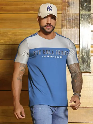 Camiseta Gola O Autêntica e Estilosa com Estampa Metalizada Pit Bull Jeans Luxo