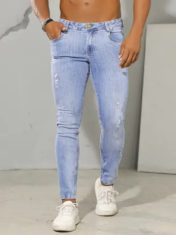 Calça Masculina Autêntica e Casual com Detalhes Destroyed Pit Bull Jeans Luxo