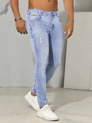 Calça Masculina Autêntica e Casual com Detalhes Destroyed Pit Bull Jeans Luxo
