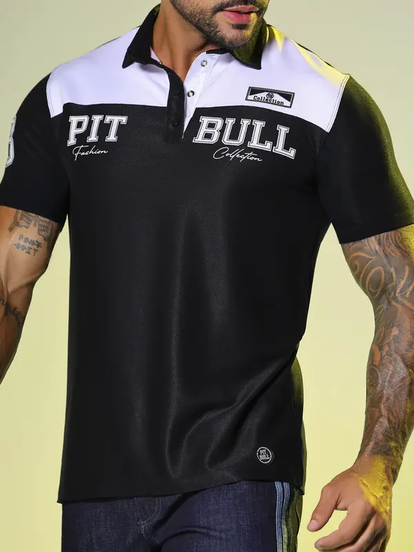Polo Masculina Fashion e Estilosa com Estampa em Relevo Pit Bull Jeans Luxo