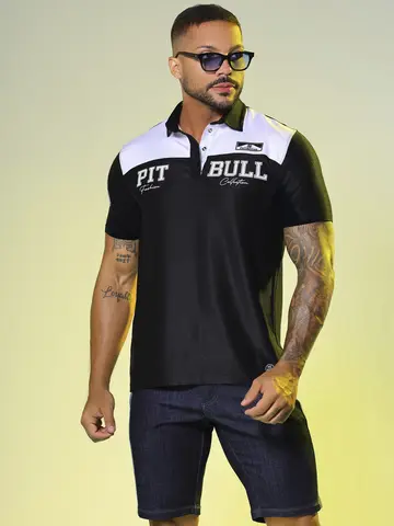 Polo Masculina Fashion e Estilosa com Estampa em Relevo Pit Bull Jeans Luxo