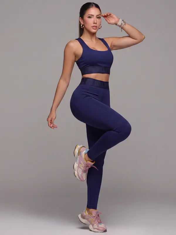 Conjunto Top e Legging Sofisticado com Elástico Pit Bull Jeans Fitness