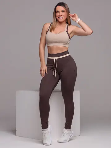 Conjunto Top e Legging Estiloso e Confortável com Amarração Pit Bull Jeans Fitness