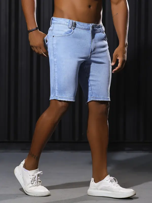 Bermuda Masculina Sofisticada e Casual com Lavado Claro Pit Bull Jeans Luxo