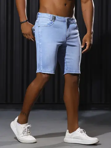 Bermuda Masculina Sofisticada e Casual com Lavado Claro Pit Bull Jeans Luxo