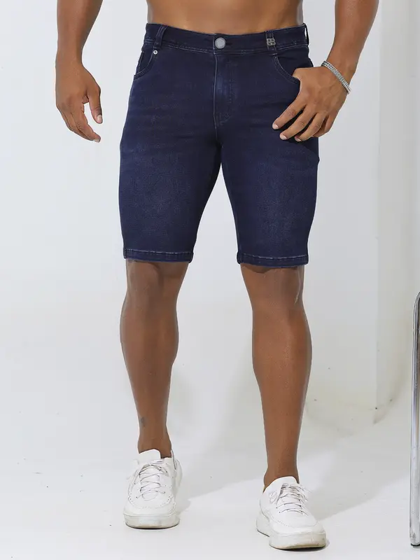 Bermuda Masculina Versátil e Casual com Lavagem Escura Pit Bull Jeans Luxo