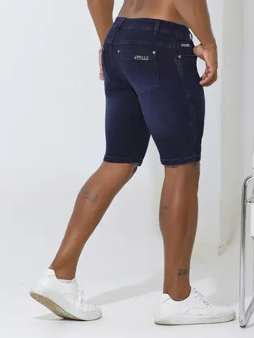 Bermuda Masculina Versátil e Casual com Lavagem Escura Pit Bull Jeans Luxo