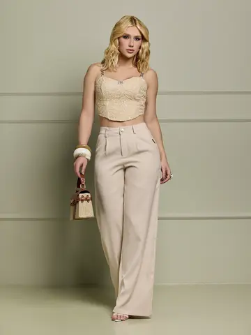 Conjunto Calça e Cropped com Cristais Empório Pit Bull