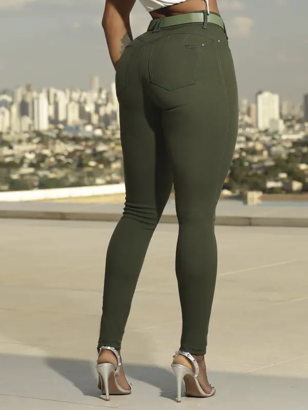 Calça Hot Pants Color com Cinto Personalizado Pit Bull Jeans Basic