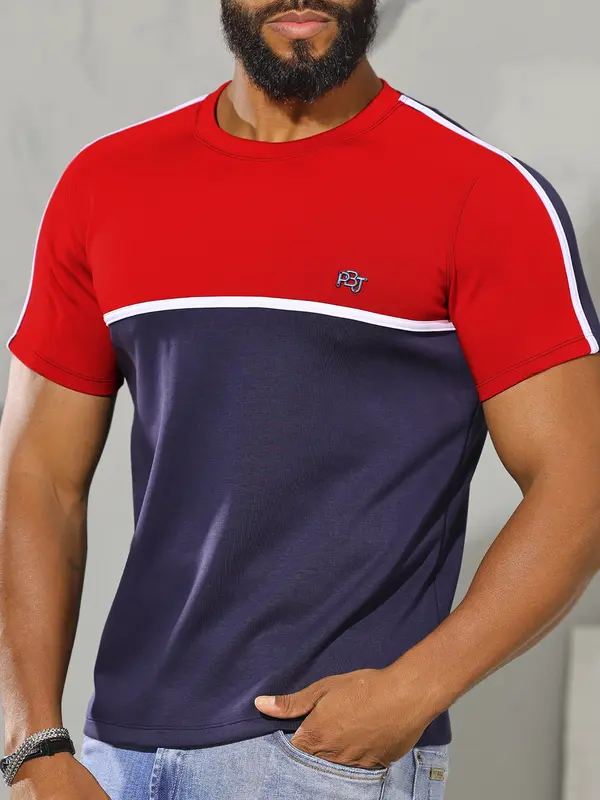 Camiseta Masculina com Recortes Contrastantes Pit Bull Jeans Luxo