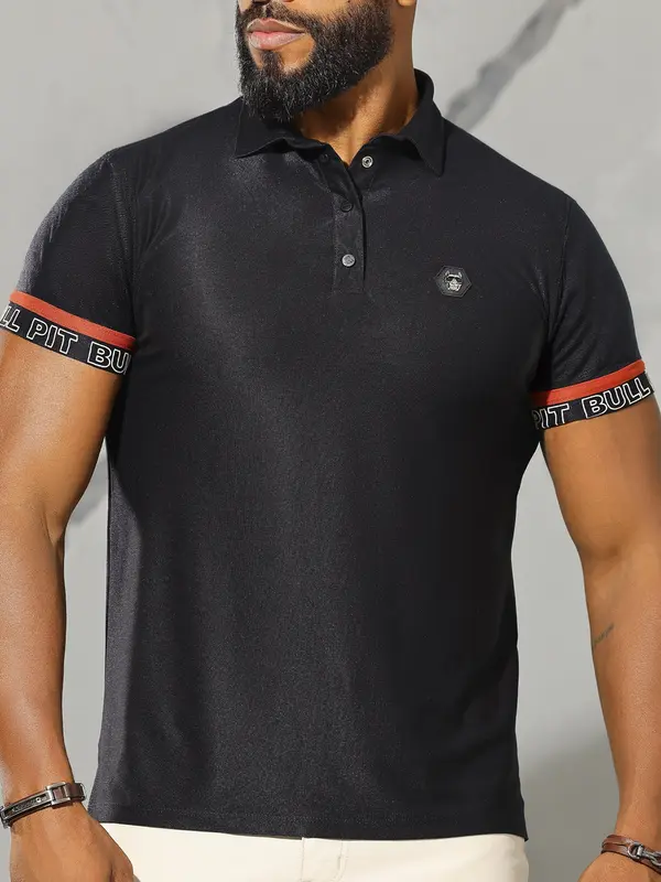 Polo Masculina com Recortes e Elástico Personalizado Pit Bull Jeans Luxo