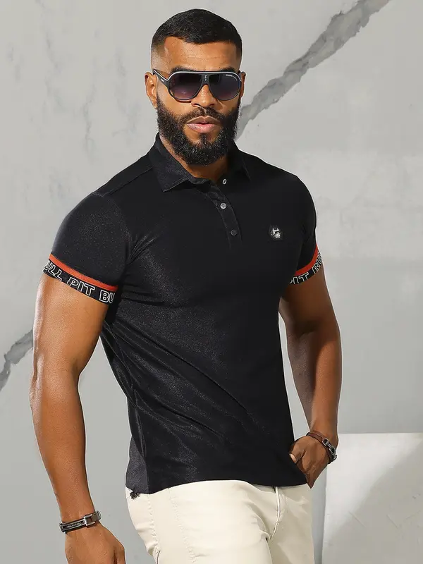 Polo Masculina com Recortes e Elástico Personalizado Pit Bull Jeans Luxo