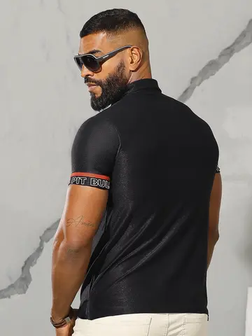 Polo Masculina com Recortes e Elástico Personalizado Pit Bull Jeans Luxo