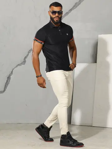 Polo Masculina com Recortes e Elástico Personalizado Pit Bull Jeans Luxo
