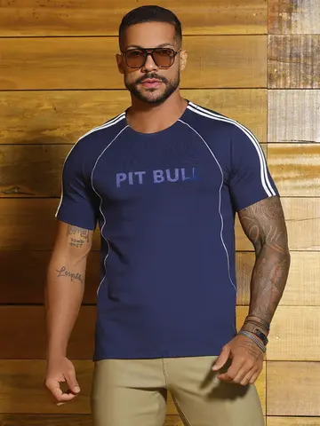 Camiseta Masculina com Cadarços Personalizados Pit Bull Jeans Luxo