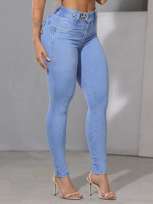 Calça Skinny Com Zíperes E Detalhes Personalizados Pit Bull Jeans Luxo