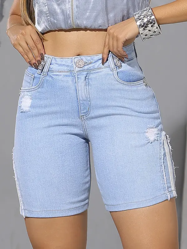 Bermuda Feminina com Laterais Personalizadas Pit Bull Jeans Luxo