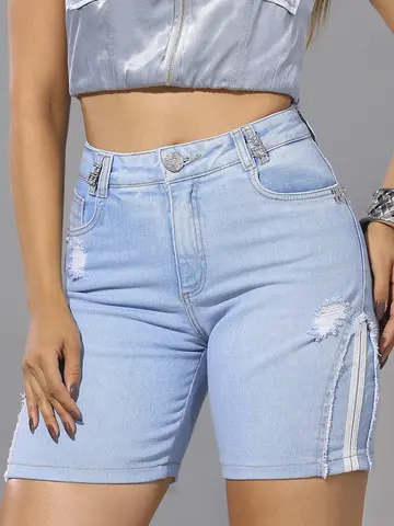 Bermuda Feminina com Laterais Personalizadas Pit Bull Jeans Luxo