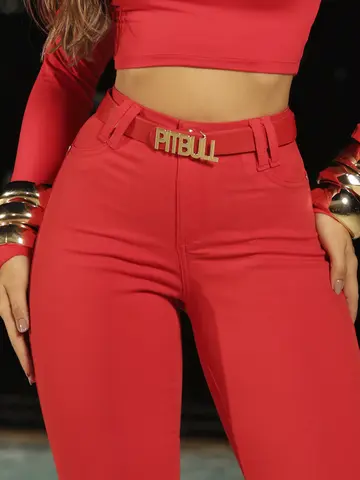 Calça Hot Pants Color Com Cinto E Fivela Pit Bull Basic