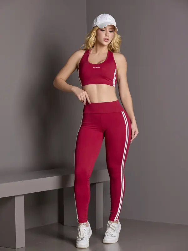 Conjunto Top e Legging Fitness com Bojo Removível Pit Bull Jeans Fitness