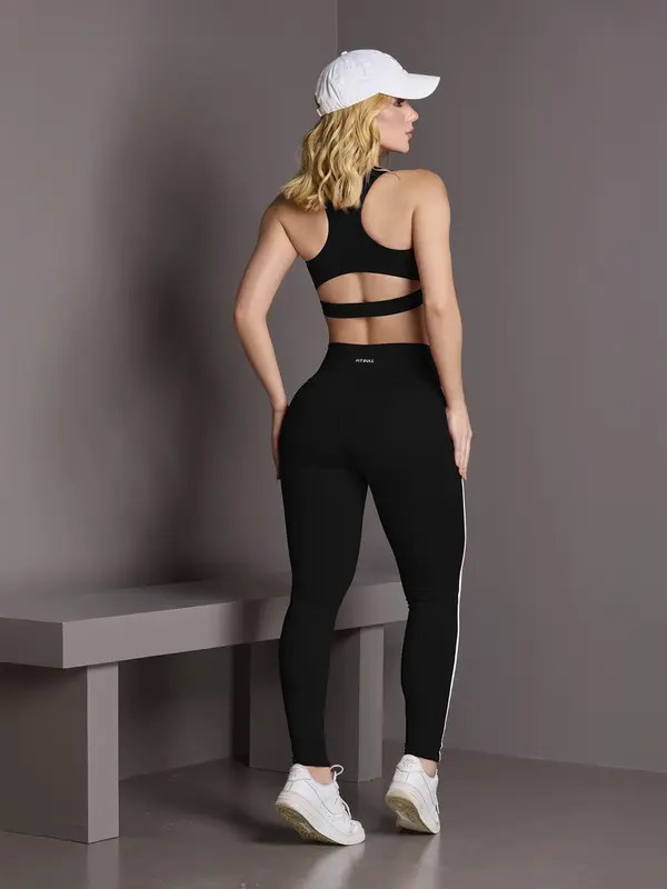 Conjunto Top e Legging Fitness com Bojo Removível Pit Bull Jeans Fitness