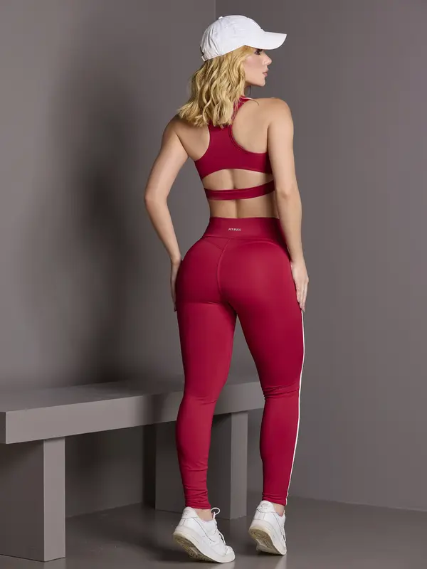 Conjunto Top e Legging Fitness com Bojo Removível Pit Bull Jeans Fitness