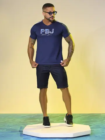 Bermuda Masculina com Faixas Laterais Pit Bull Jeans Luxo