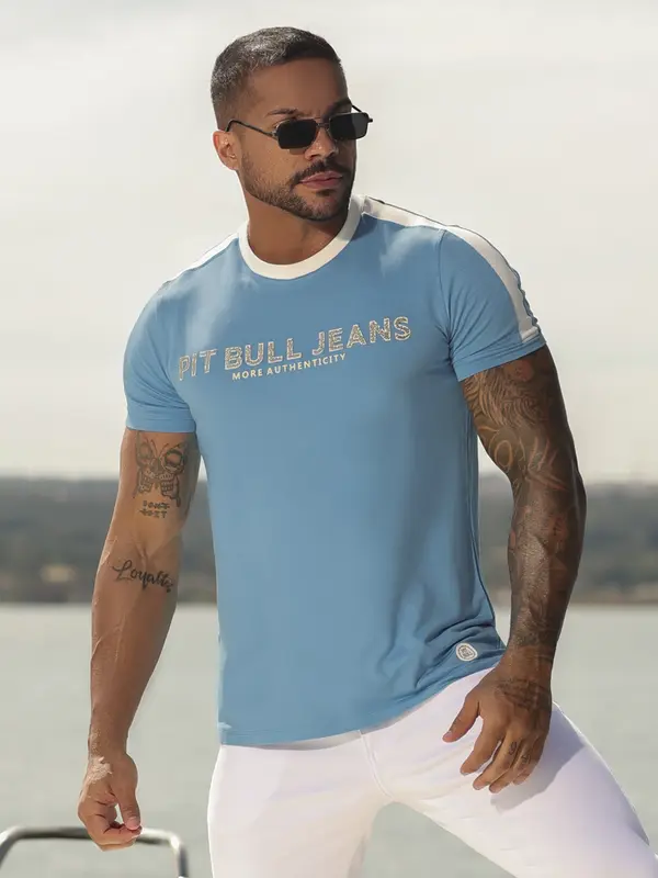 Camiseta Gola O Estilosa e Autêntica com Estampa em Relevo Pit Bull Jeans Luxo