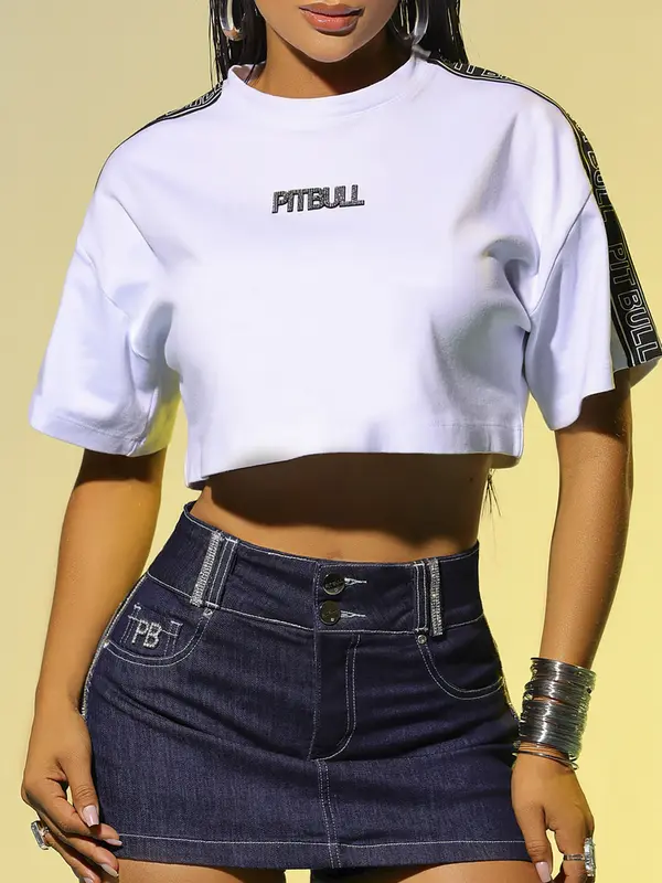 Cropped com Cadarços Personalizados nos Ombros Pit Bull Jeans Luxo