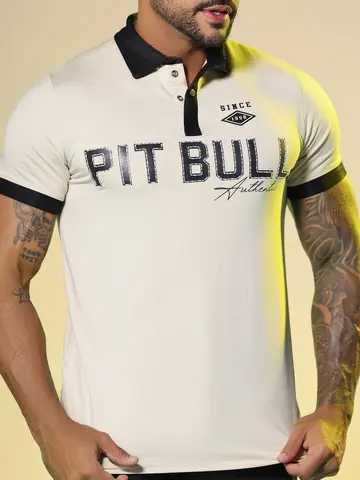 Polo Masculina com Estampa Pit Bull em Relevo Pit Bull Jeans Luxo
