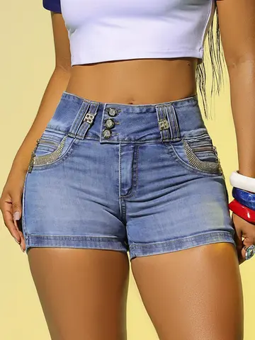 Short Sexy com Bordado Manual e Zíperes Pit Bull Jeans Luxo