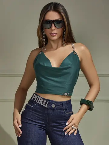 Blusa Sexy Com Alças De Corrente Pit Bull Luxo