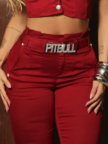 Calça Clochard Com Cinto Personalizado Pit Bull Jeans Luxo
