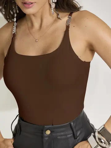 Body com Bojo Fixo e Alças com Cristal Pit Bull Jeans Emporio
