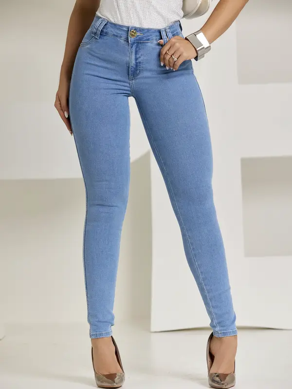 Calça Skinny Hot Pants Feminina com Strass e Enfeite PB Pit Bull Jeans