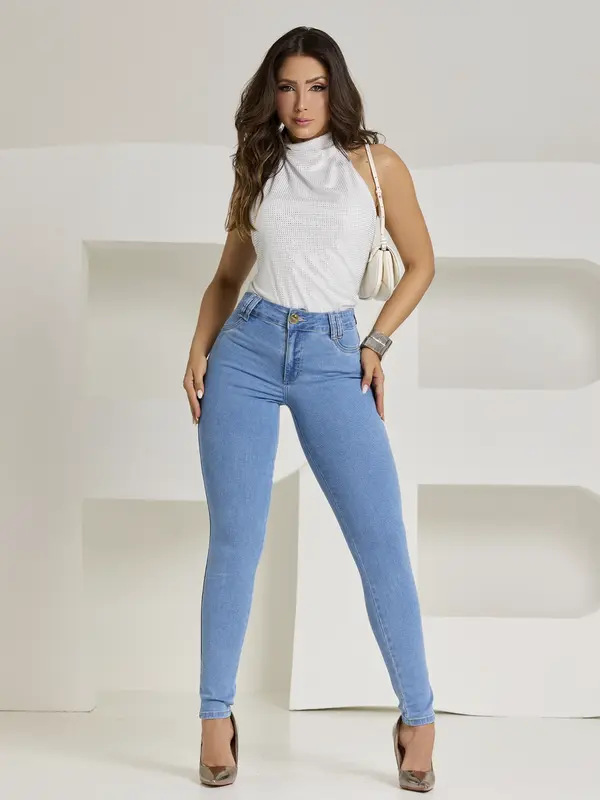 Calça Skinny Hot Pants Feminina com Strass e Enfeite PB Pit Bull Jeans