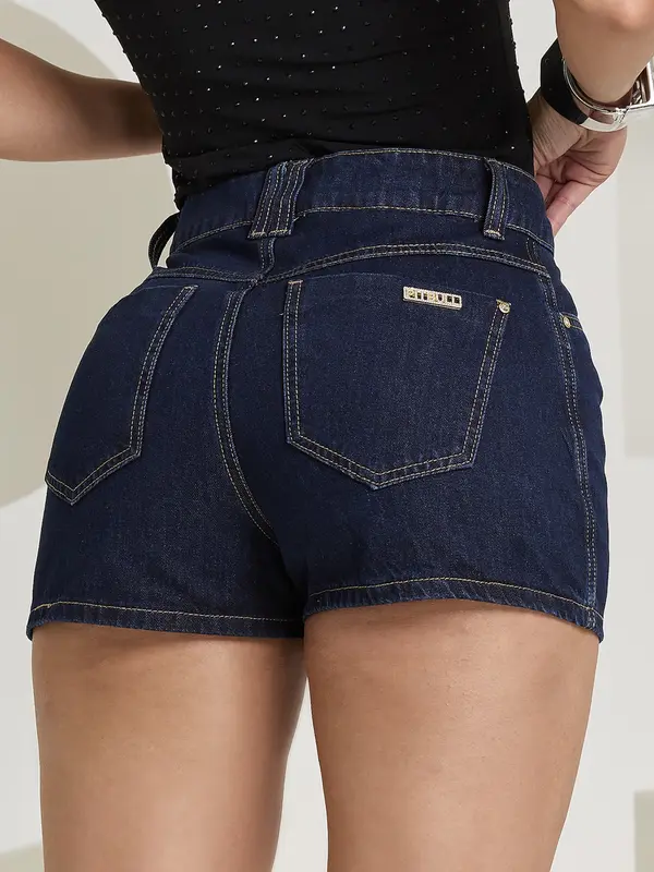 Short Feminino Soltinho Basic Com Strass Pit Bull Jeans