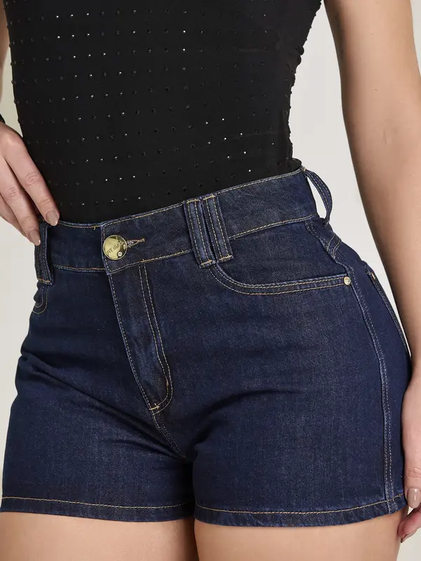 Short Feminino Soltinho Basic Com Strass Pit Bull Jeans