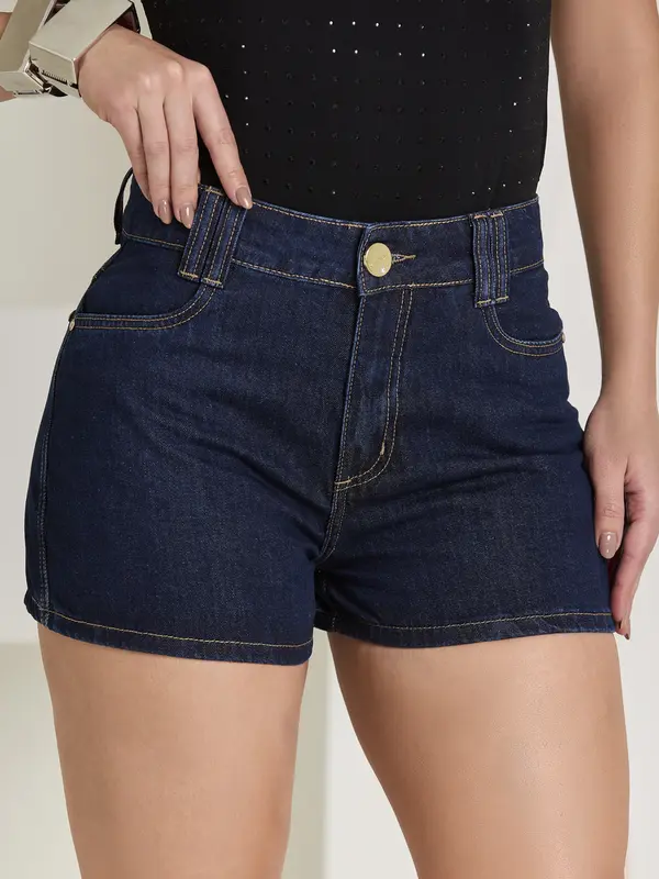 Short Feminino Soltinho Basic Com Strass Pit Bull Jeans
