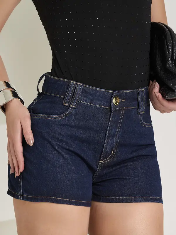 Short Feminino Soltinho Basic Com Strass Pit Bull Jeans