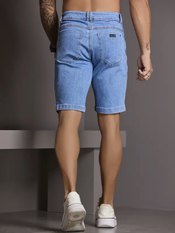 Bermuda Masculina Jeans com Etiqueta de Metal Personalizada Pit Bull Jeans