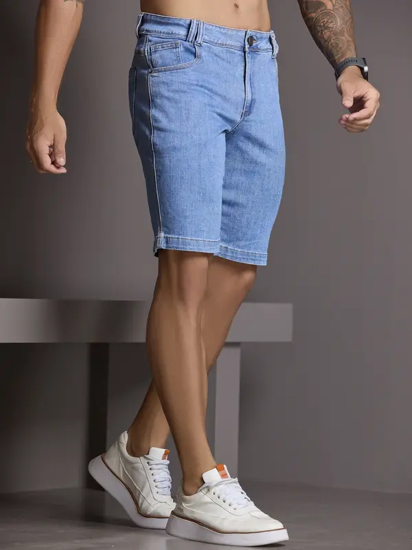 Bermuda Masculina Jeans com Etiqueta de Metal Personalizada Pit Bull Jeans