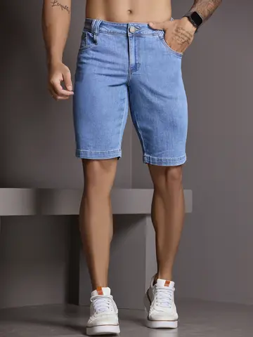 Bermuda Masculina Jeans com Etiqueta de Metal Personalizada Pit Bull Jeans