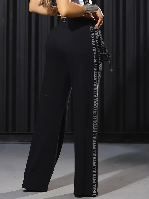 Calça Pantalona Color Feminina com Elásticos Personalizados Laterais Pit Bull Jeans Luxo